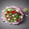 Весна на ладонях - букет из разноцветных тюльпанов